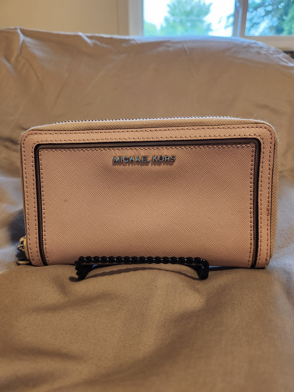 Michael Kors Pink Saffiano Zip Wallet